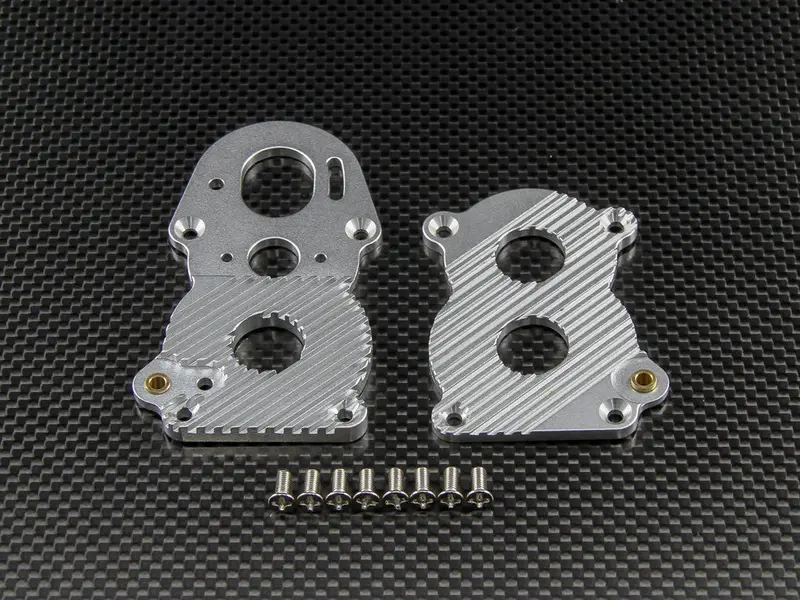Tamiya 1/14 Truck Aluminum Centre Gear Box With Heat Sink & Screws - 2Pcs Set Silver 1