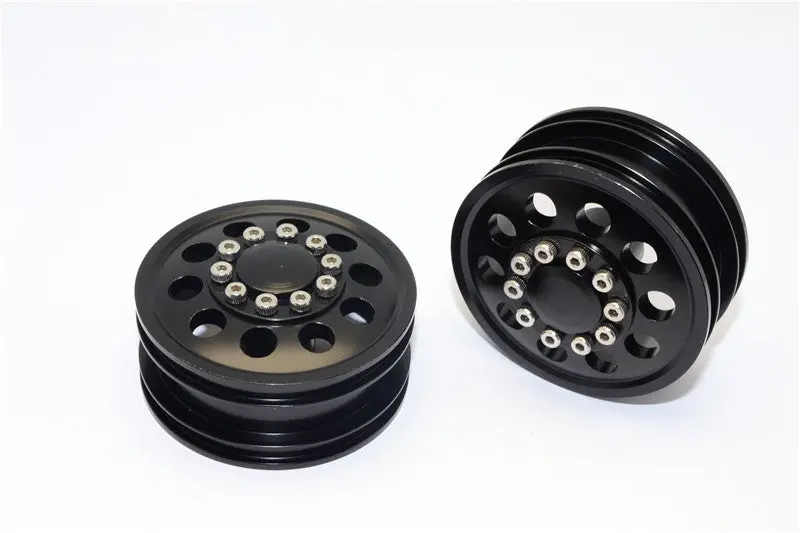 Tamiya 1/14 Truck Aluminum Front Wheel (10 Holes) - 1Pr Black 1