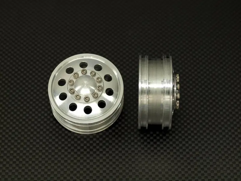 Tamiya 1/14 Truck Aluminum Front Wheel (10 Holes) - 1Pr Silver 1