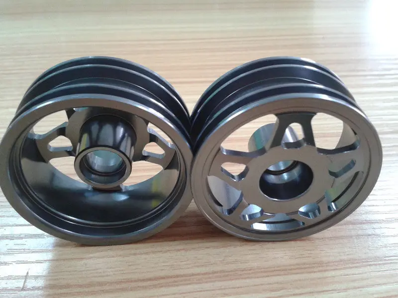 Tamiya 1/14 Truck Aluminum Front Wheel (5 Star) - 1Pr Gray Silver 1