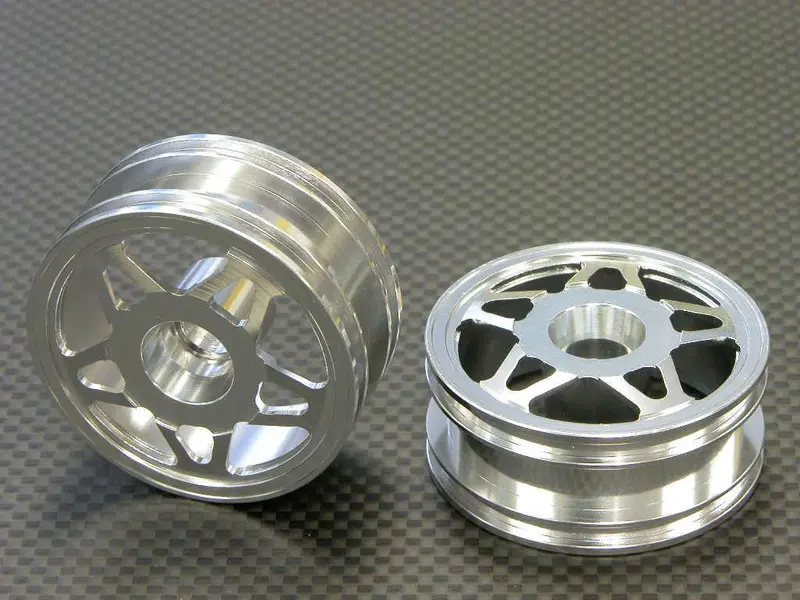 Tamiya 1/14 Truck Aluminum Front Wheel (5 Star) - 1Pr Silver 1