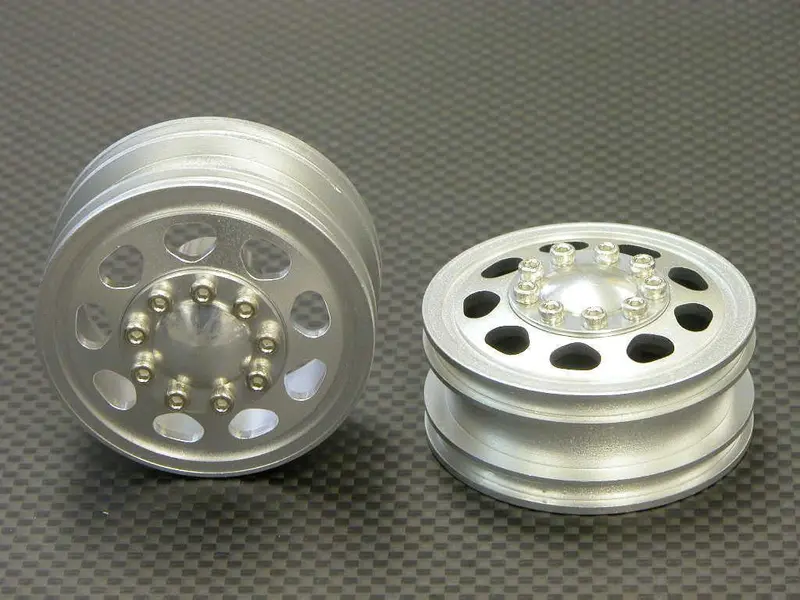 Tamiya 1/14 Truck Aluminum Front Wheel (9 Holes) - 1Pr Silver 1