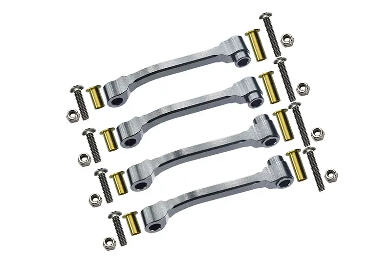Tamiya 1/14 Truck Aluminum Radius Arm With Collars & Lock Nuts & Screws - 2Prs Set Silver 1