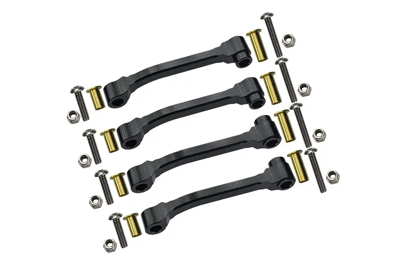 Tamiya 1/14 Truck Aluminum Radius Arm With Collars & Lock Nuts & Screws (For King Hauler /Globe Liner /Ford Aeromax /Scania R620) - 2Prs Set Black 1