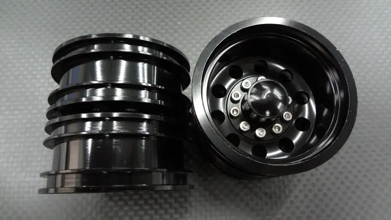 Tamiya 1/14 Truck Aluminum Rear Wheel (10 Holes) - 2Prs Black 1