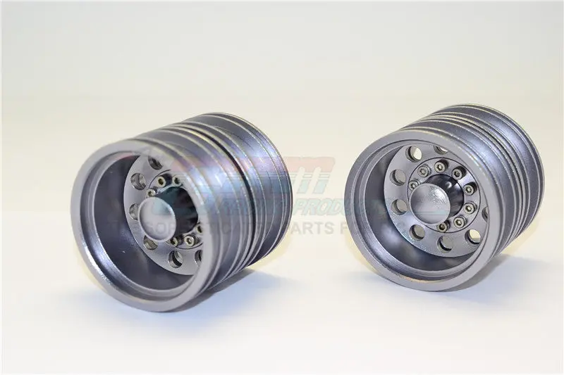 Tamiya 1/14 Truck Aluminum Rear Wheel (10 Holes) - 2Prs Gray Silver 1