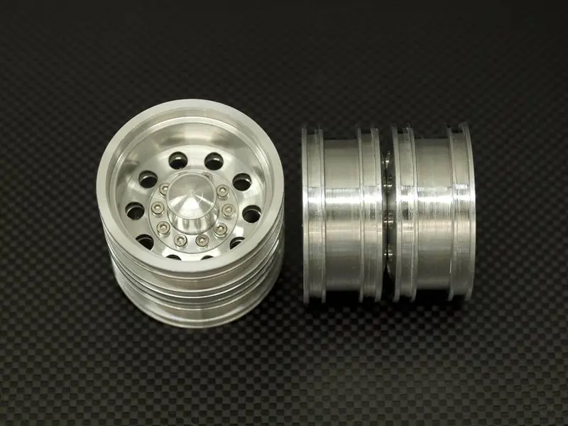 Tamiya 1/14 Truck Aluminum Rear Wheel (10 Holes) - 2Prs Silver 1