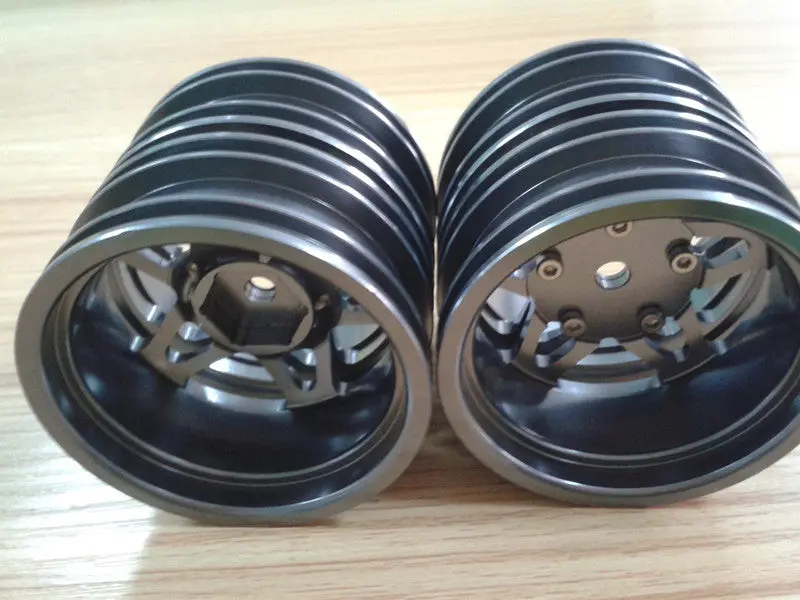 Tamiya 1/14 Truck Aluminum Rear Wheel (5 Star) - 2Prs Gray Silver 1
