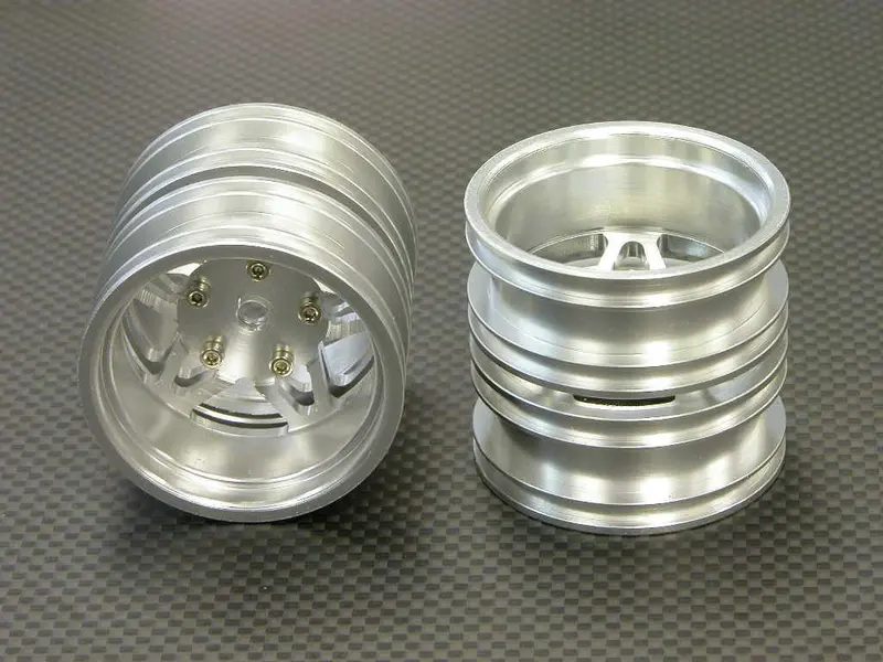 Tamiya 1/14 Truck Aluminum Rear Wheel (5 Star) - 2Prs Silver 1