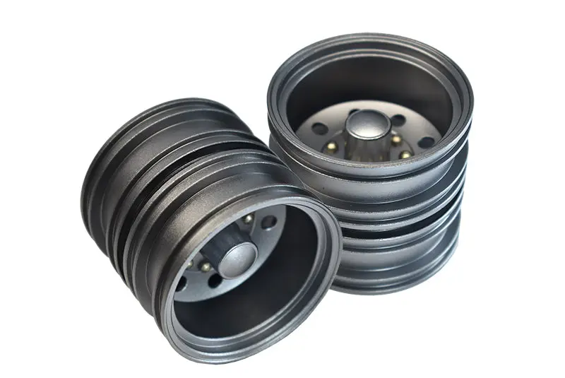 Tamiya 1/14 Truck Aluminum Rear Wheel 9-Hole Design - 1Pr Set Gray Silver 1