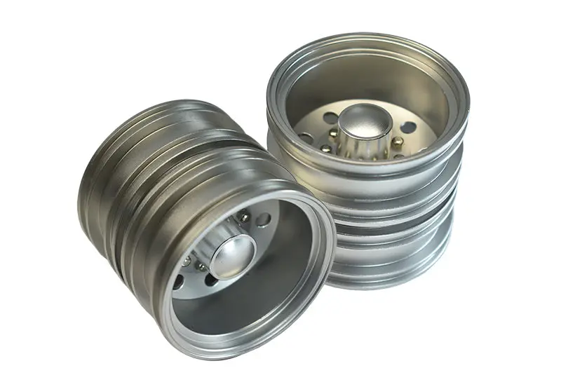 Tamiya 1/14 Truck Aluminum Rear Wheel 9-Hole Design - 1Pr Set Silver 1