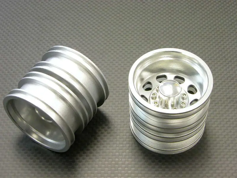 Tamiya 1/14 Truck Aluminum Rear Wheel (9 Holes) - 2Prs Silver 1