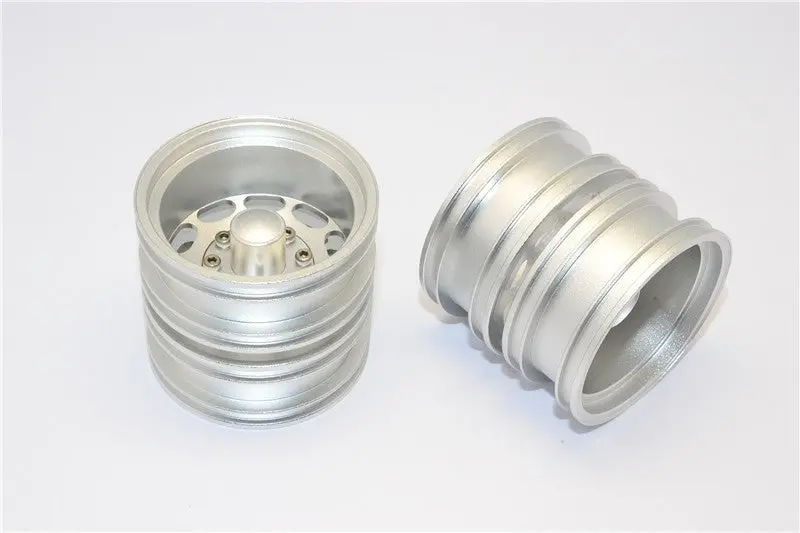 Tamiya 1/14 Truck Aluminum Rear Wheel With Hex Driver - 1Pr Set Silver 1