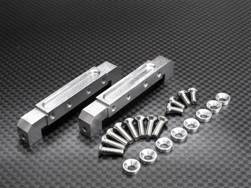 Tamiya 1/14 Truck Aluminum Servo Mount With Collars & Screws - 1Pr Set Silver 1