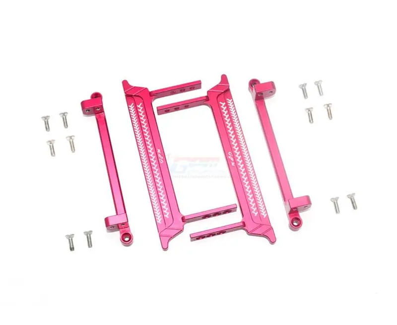 Tamiya Cc01 Aluminum Side Steps (Reticulated Pattern) - 16Pc Set Red 1