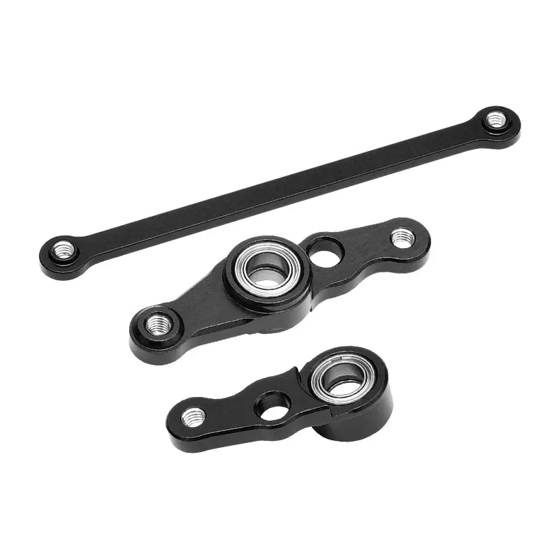 Tamiya Df01 / Ta01 / Ta02 / M1025 Aluminum Steering Assembly With Bearings - 1 Set Black 1