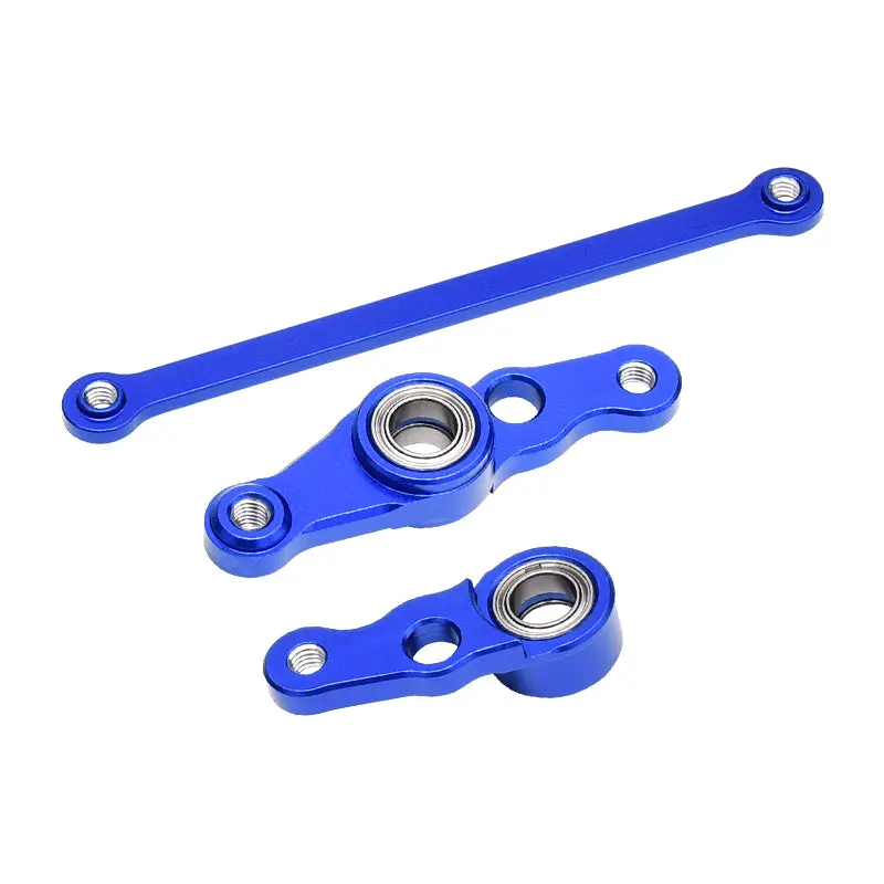 Tamiya Df01 / Ta01 / Ta02 / M1025 Aluminum Steering Assembly With Bearings - 1 Set Blue 1