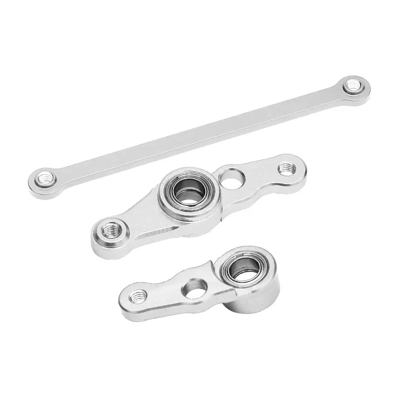 Tamiya Df01 / Ta01 / Ta02 / M1025 Aluminum Steering Assembly With Bearings - 1 Set Silver 1