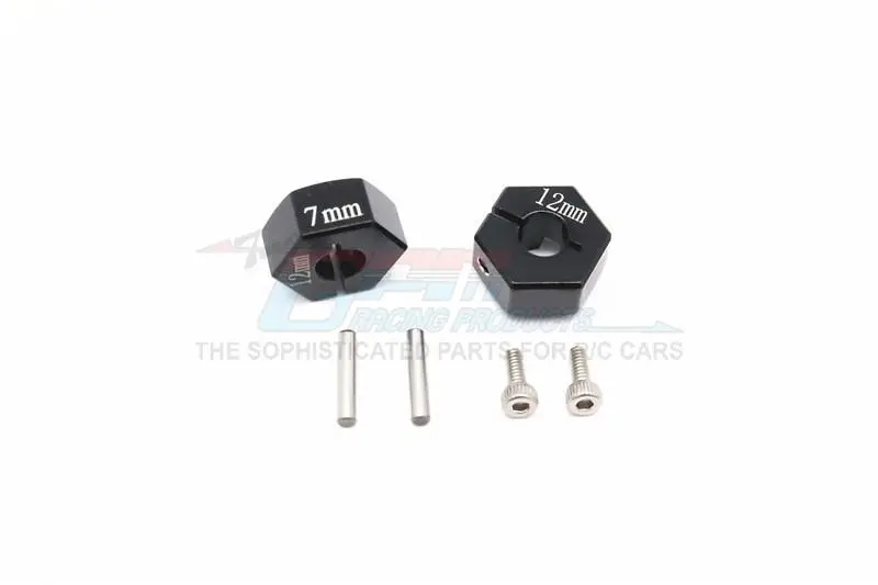 Tamiya Df02 & Tt02b Aluminum Hex Adapter 12X7mm - 2Pcs Set Black 1