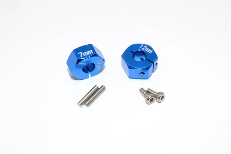 Tamiya Df02 & Tt02b Aluminum Hex Adapter 12X7mm - 2Pcs Set Blue 1