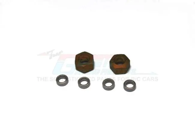 Tamiya Dt-03 Aluminium Front Wheel Hex Adapter With Bearing - 2Pcs Set Brown 1