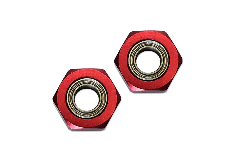 Tamiya Dt-03 Aluminium Front Wheel Hex Adapter With Bearing - 2Pcs Set Red 1