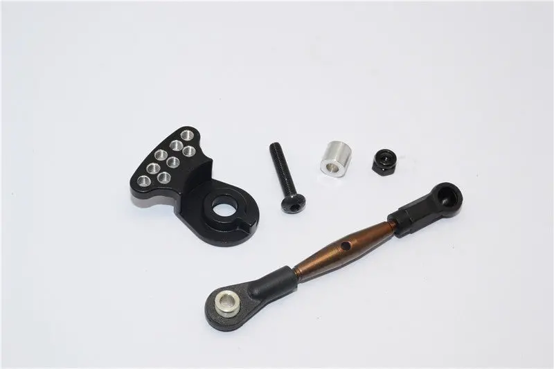 Tamiya Gf01 Spring Steel Modified Anti-Thread Steering Tie Rod With Servo Horn - 2Pcs Set Black 1