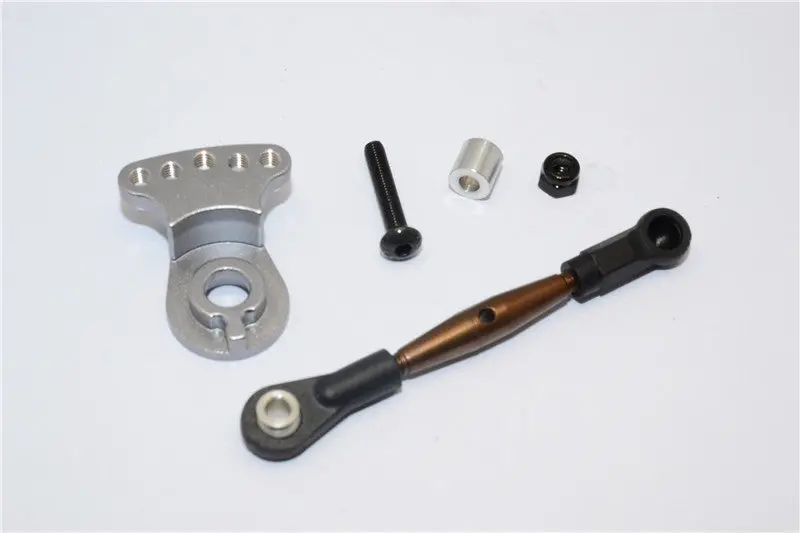 Tamiya Gf01 Spring Steel Modified Anti-Thread Steering Tie Rod With Servo Horn - 2Pcs Set Gray Silver 1