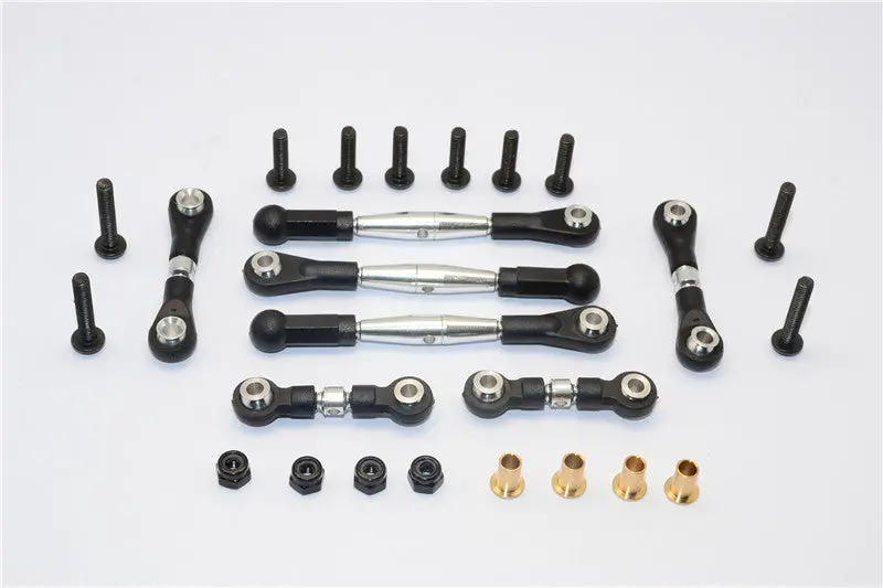Tamiya Gf01 & Tl01 Aluminum Anti-Thread Turnbuckle - 7Pcs Set Silver 1