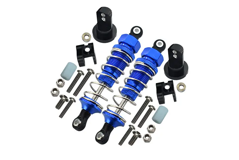 Tamiya Lunch Box Aluminum Front Adjustable Spring Damper (70Mm) & Protector Mount - 1Pr Set Blue 1