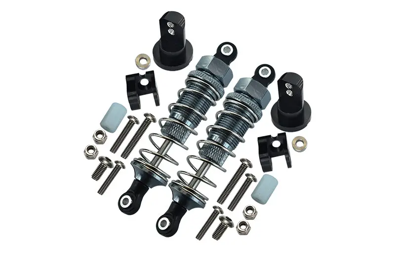 Tamiya Lunch Box Aluminum Front Adjustable Spring Damper (70Mm) & Protector Mount - 1Pr Set Gray Silver 1