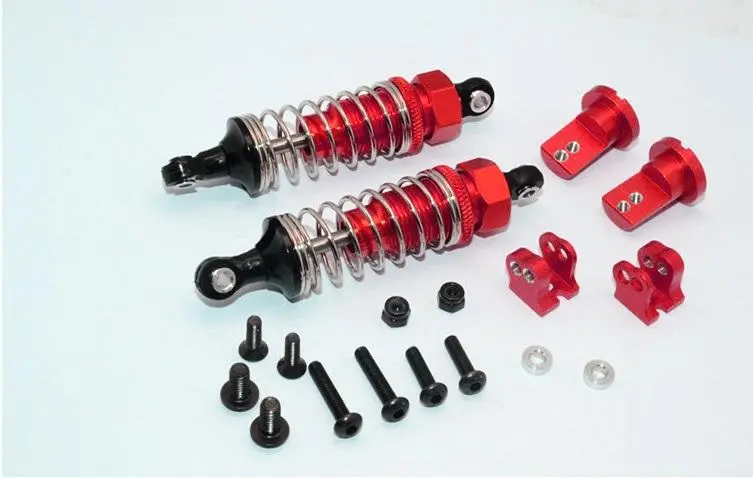 Tamiya Lunch Box Aluminum Front Adjustable Spring Damper (70Mm) & Protector Mount - 1Pr Set Red 1