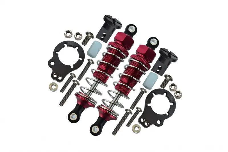 Tamiya Lunch Box Aluminum Rear Adjustable Spring Damper (75Mm) & Protector Mount - 1Pr Set Red 1