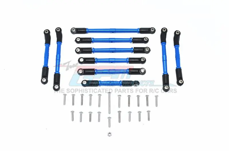 Tamiya Mercedes-Benz G500 Cc-02 (#58675) Aluminum Adjustable Suspension Links & Steering Tie Rods - 10Pc Set Blue 1