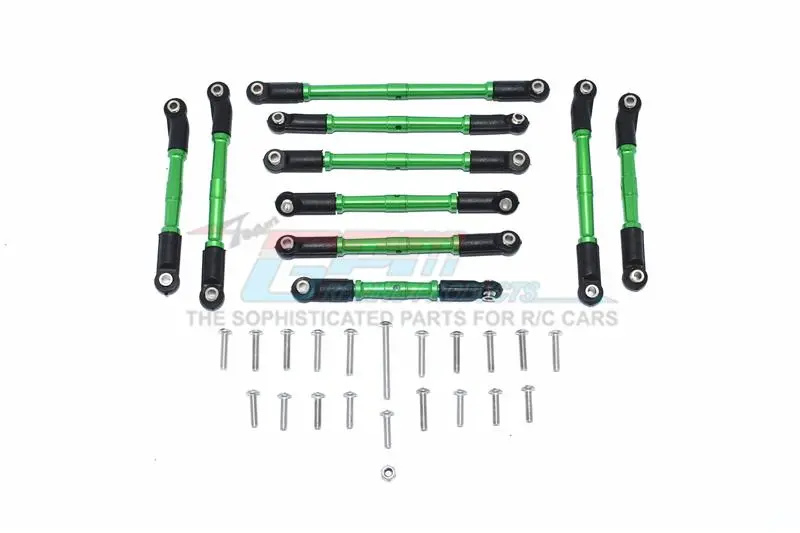 Tamiya Mercedes-Benz G500 Cc-02 (#58675) Aluminum Adjustable Suspension Links & Steering Tie Rods - 10Pc Set Green 1