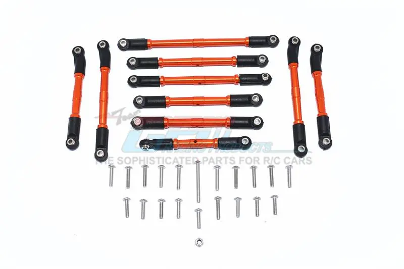 Tamiya Mercedes-Benz G500 Cc-02 (#58675) Aluminum Adjustable Suspension Links & Steering Tie Rods - 10Pc Set Orange 1