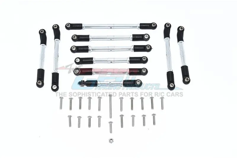 Tamiya Mercedes-Benz G500 Cc-02 (#58675) Aluminum Adjustable Suspension Links & Steering Tie Rods - 10Pc Set Silver 1