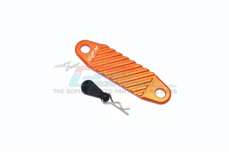 Tamiya Mercedes-Benz G500 Cc-02 (#58675) Aluminum Battery Hold-Down - 2Pc Set Orange 1