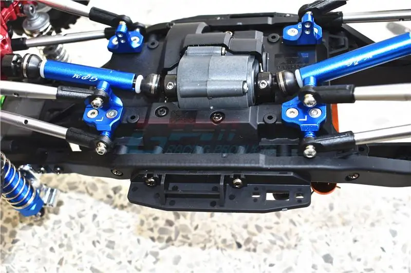 Tamiya Mercedes-Benz G500 Cc-02 (#58675) Aluminum Center Axle Mount Set For Suspension Links - 4Pc Set Blue 2