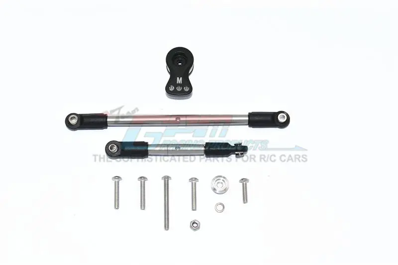 Tamiya Mercedes-Benz G500 Cc-02 (#58675) Aluminum Servo Horn With Stainless Steel Adjustable Steering Link - 11Pc Set Black 1