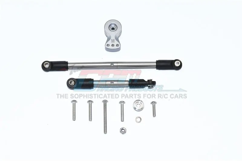 Tamiya Mercedes-Benz G500 Cc-02 (#58675) Aluminum Servo Horn With Stainless Steel Adjustable Steering Link - 11Pc Set Gray Silver 1
