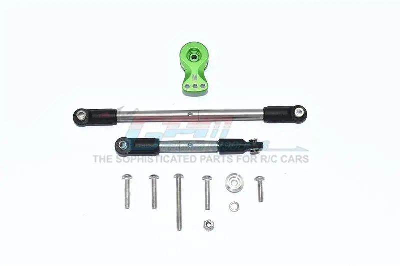 Tamiya Mercedes-Benz G500 Cc-02 (#58675) Aluminum Servo Horn With Stainless Steel Adjustable Steering Link - 11Pc Set Green 1