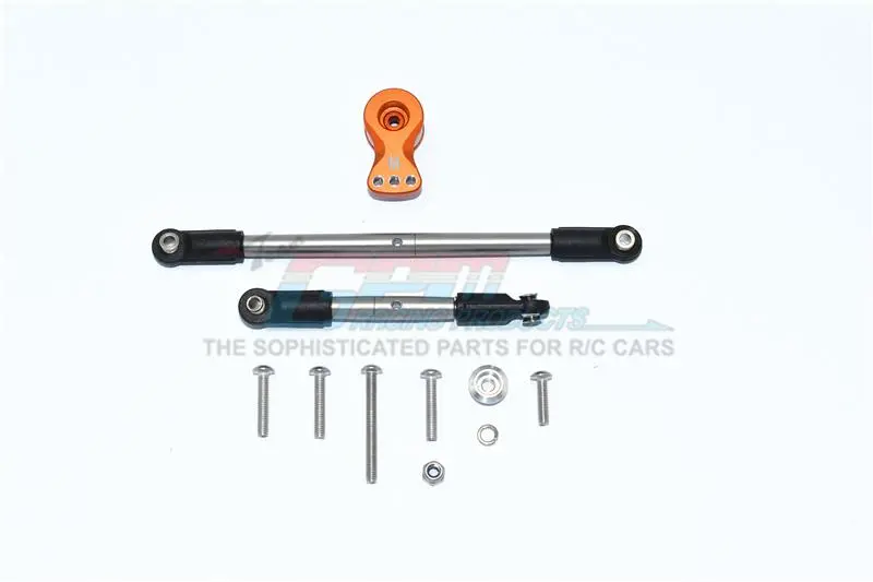 Tamiya Mercedes-Benz G500 Cc-02 (#58675) Aluminum Servo Horn With Stainless Steel Adjustable Steering Link - 11Pc Set Orange 1