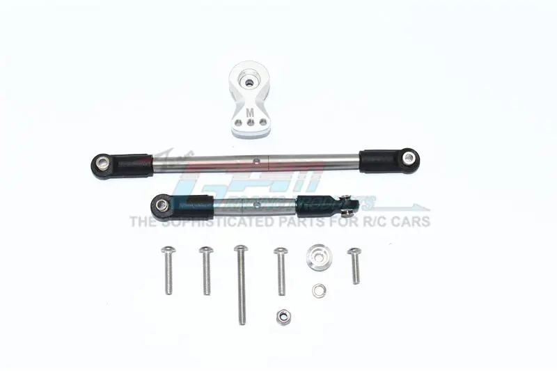 Tamiya Mercedes-Benz G500 Cc-02 (#58675) Aluminum Servo Horn With Stainless Steel Adjustable Steering Link - 11Pc Set Silver 1