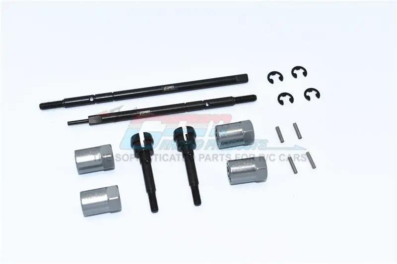 Tamiya Mercedes-Benz G500 Cc-02 (#58675) Harden Steel #45 Front Cvd Joint + Rear Drive Shaft + Aluminum 12.5Mm Wider Hex - 16Pc Set Gray Silver 1