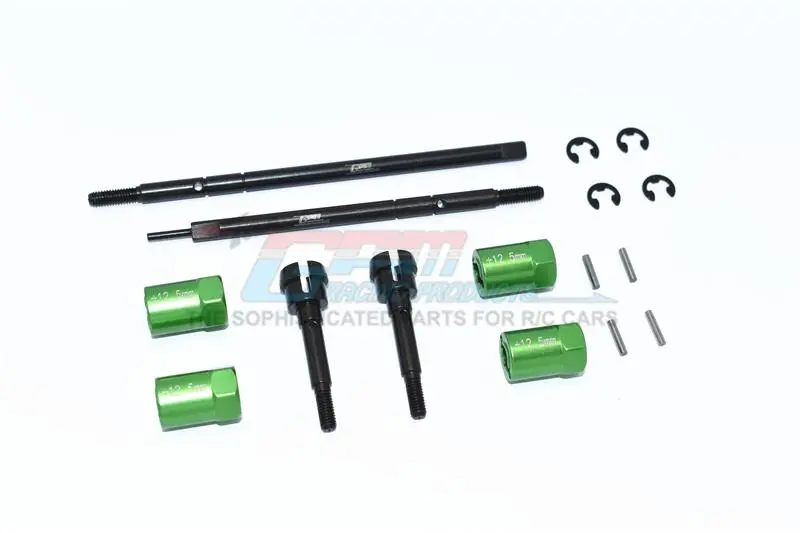 Tamiya Mercedes-Benz G500 Cc-02 (#58675) Harden Steel #45 Front Cvd Joint + Rear Drive Shaft + Aluminum 12.5Mm Wider Hex - 16Pc Set Green 1