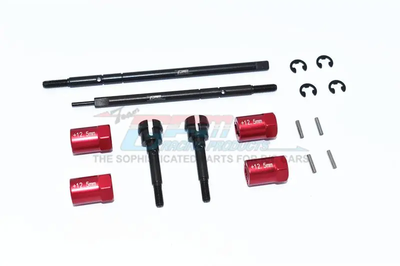 Tamiya Mercedes-Benz G500 Cc-02 (#58675) Harden Steel #45 Front Cvd Joint + Rear Drive Shaft + Aluminum 12.5Mm Wider Hex - 16Pc Set Red 1