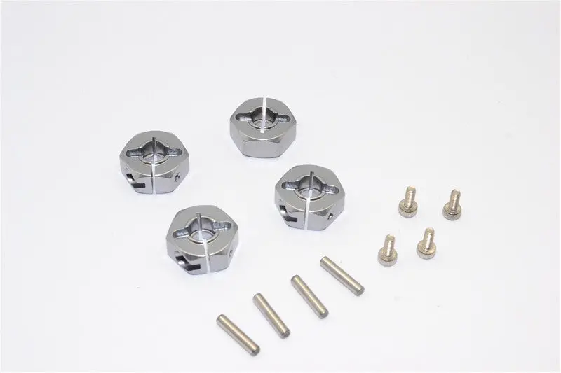 Tamiya Mf01x & M06 Aluminum Hex Adapter (12Mmx6mm) - 4Pcs Set Gray Silver 1