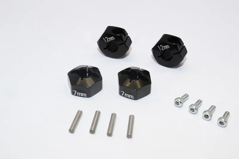 Tamiya Mf01x & M06 Aluminum Hex Adapter (12Mmx7mm) - 4Pcs Set Black 1