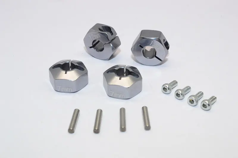 Tamiya Mf01x & M06 Aluminum Hex Adapter (12Mmx7mm) - 4Pcs Set Gray Silver 1